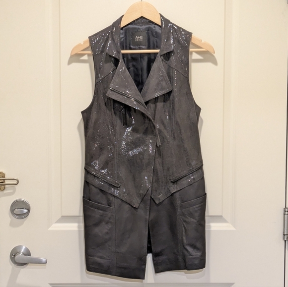 EUC A+G Basic S Dark Grey Genuine Leather Moto Vest - SEE SIZE NOTES - Picture 11 of 12